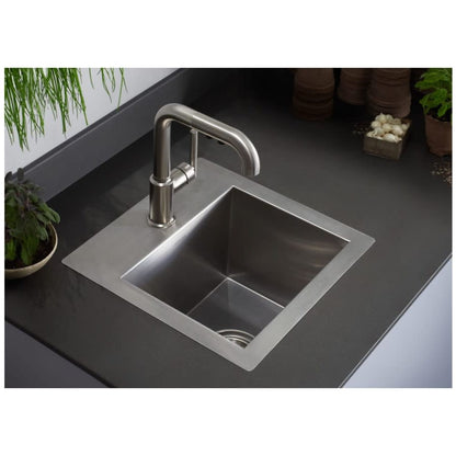 Vault 15" Drop In or Undermount Single Basin Stainless Steel Bar Sink with Single Faucet Hole