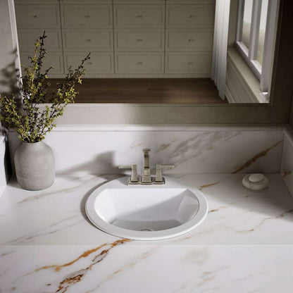Bryant 18-7/8" Circular Vitreous China Drop In Bathroom Sink with Overflow and 3 Faucet Holes at 4" Centers