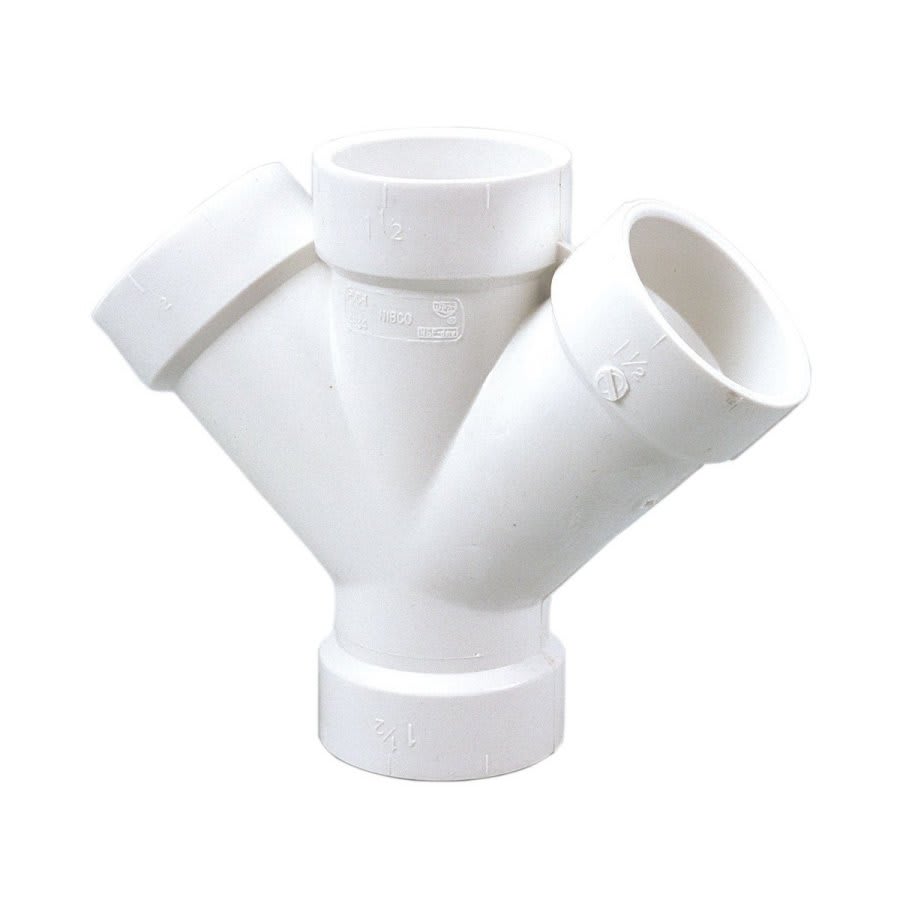 Double Wye, 2 x 1-1/2 x 1-1/2 in, Hub, DWV, PVC