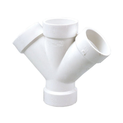 Double Wye, 2 x 1-1/2 x 1-1/2 in, Hub, DWV, PVC
