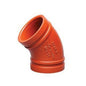 45 deg Elbow, 1-1/2 in, Groove, Ductile Iron, Enamel Painted