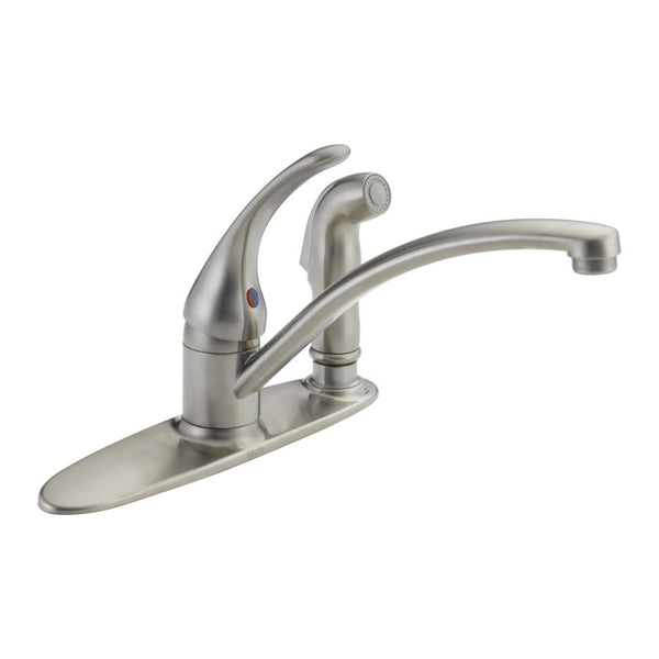 Foundations® Kitchen Faucet, Deck Mount, ADA, 1 Lever Handle, 3-Hole, Stainless