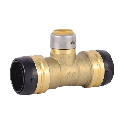 Tee, 1-1/4 x 3/4 in, Push, Brass