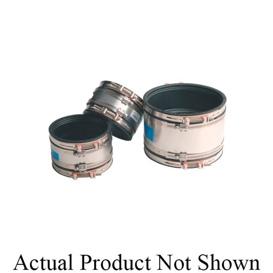 Shielded Transition Coupling, 4 x 3 in, Rubber/Stainless Steel