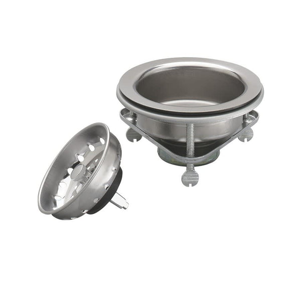 Strainer With Fixed Post, Stainless Steel, Polished Chrome