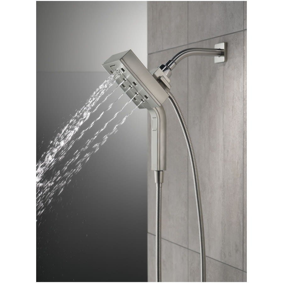 Universal Showering Rectangular 2.5 GPM Multi Function 2-in-1 In2ition Shower Head and Hand Shower with H2Okinetic and MagnaTite Technology