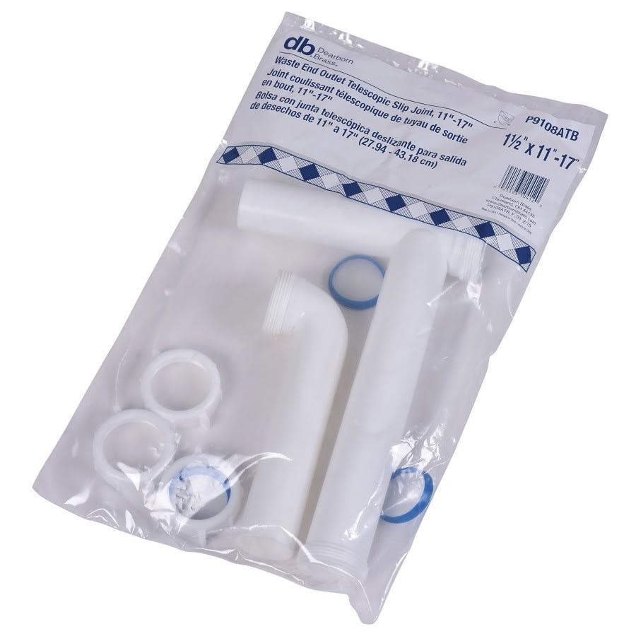 Continuous Waste, End Outlet, 1-1/2 in, Polypropylene, White