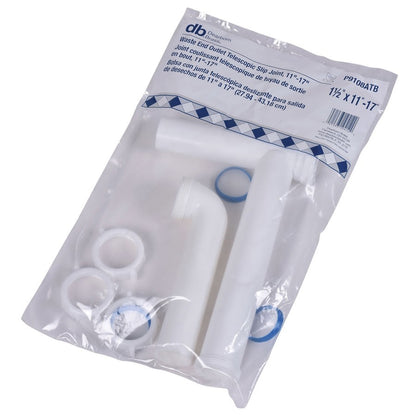 Continuous Waste, End Outlet, 1-1/2 in, Polypropylene, White