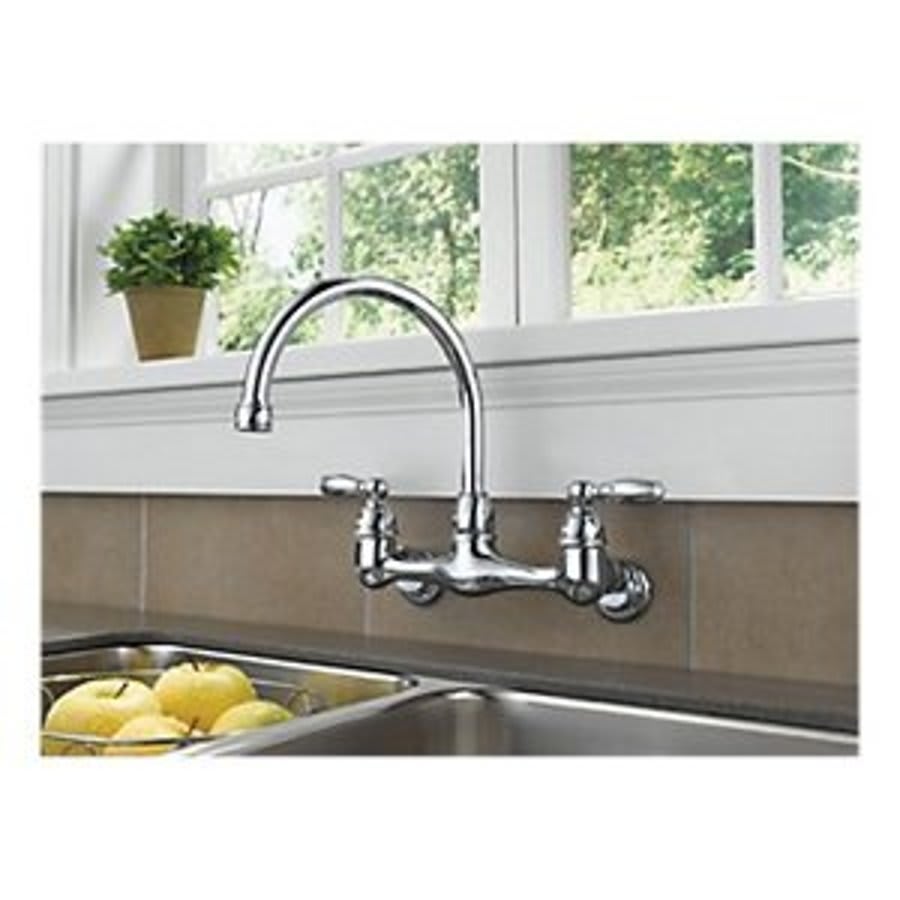 Kitchen Faucet, Wall Mount, ADA, 2 Lever Handle, 2-Hole, Polished Chrome