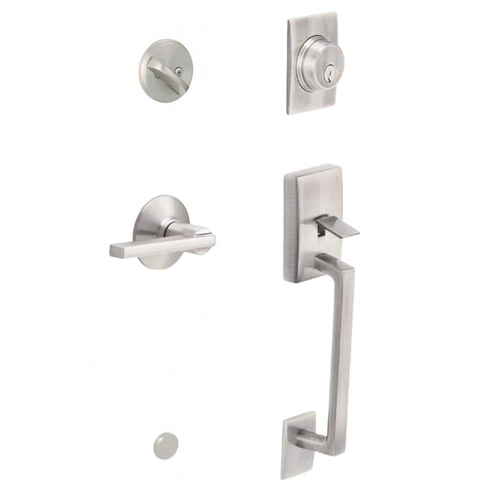 Century Satin Nickel Single Cylinder Door Handleset with Latitude Handle