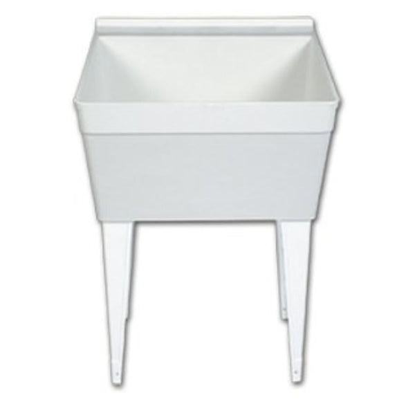 Utility Sink, 1 Basin, Floor Mount, Plastic, White