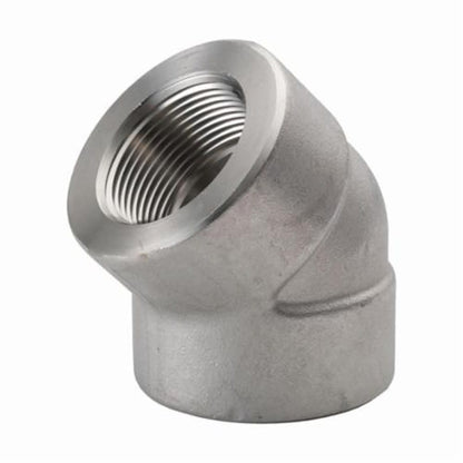45 deg Elbow, 1-1/4 in, FNPT, 304/304L Stainless Steel, 3000 lb