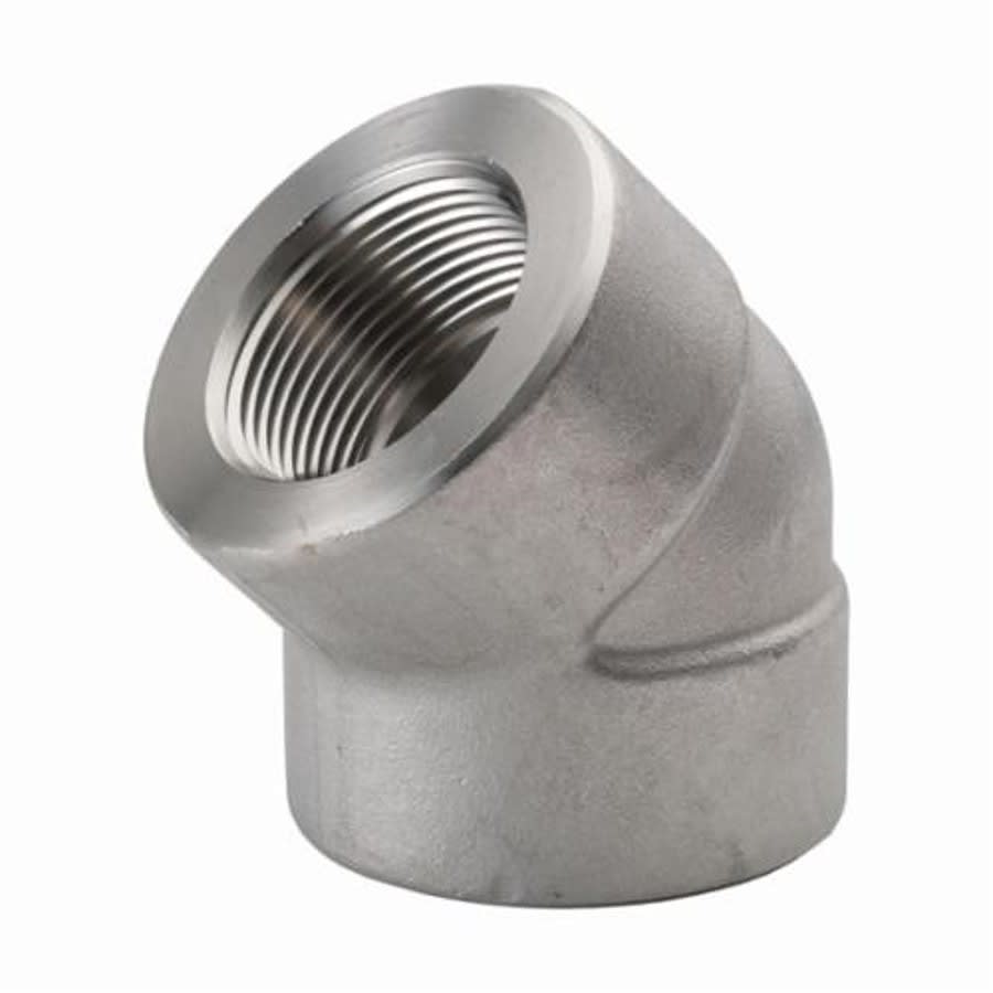 45 deg Elbow, 3/4 in, FNPT, 304/304L Stainless Steel, 3000 lb