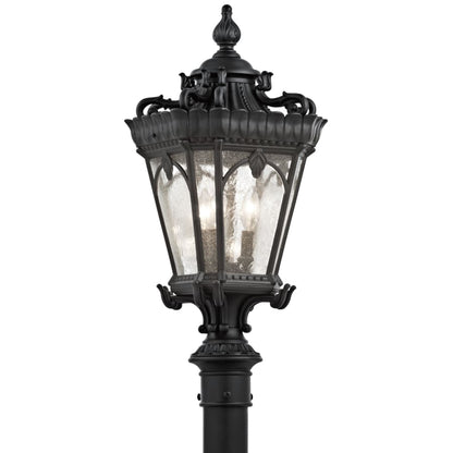 Tournai 3 Light 27" Tall Single Outdoor Post Light with Seedy Glass Panels