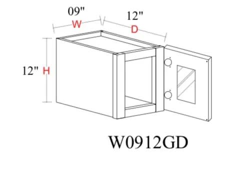 Wall Cabinet - 9"W x 12"H x 12"D Glass Door Only
