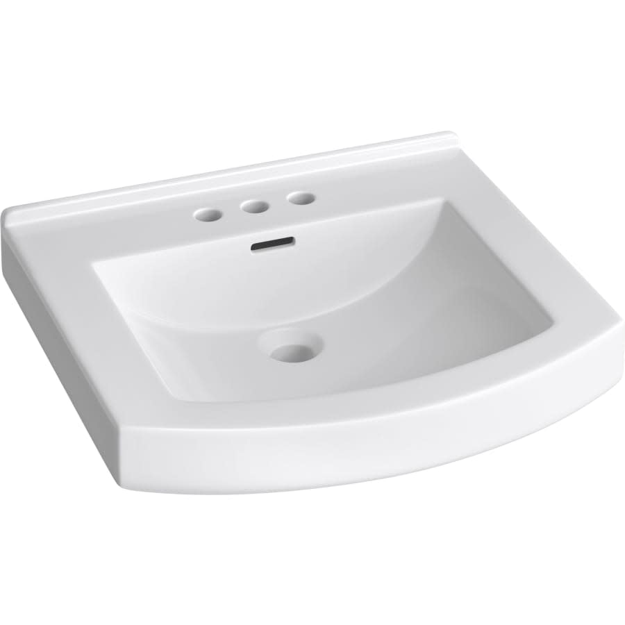 Otter Creek 20" Rectangular Vitreous China Pedestal Bathroom Sink with Overflow and 3 Faucet Holes at 4" Centers