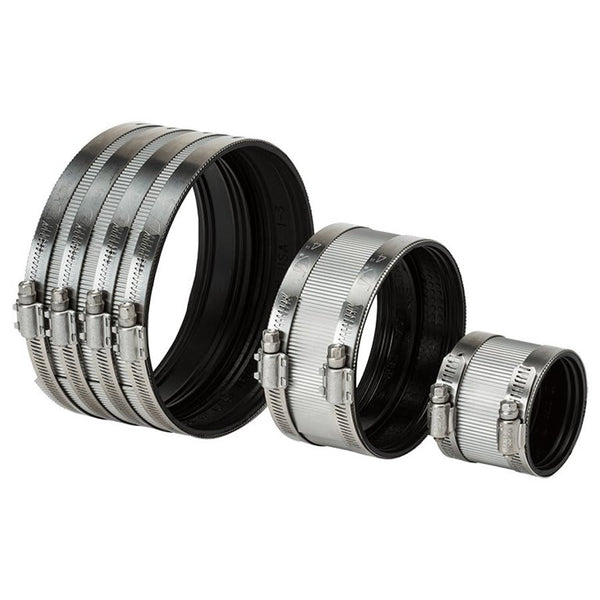 Reducing Coupling, 2 x 1-1/2 in, No Hub, Stainless Steel