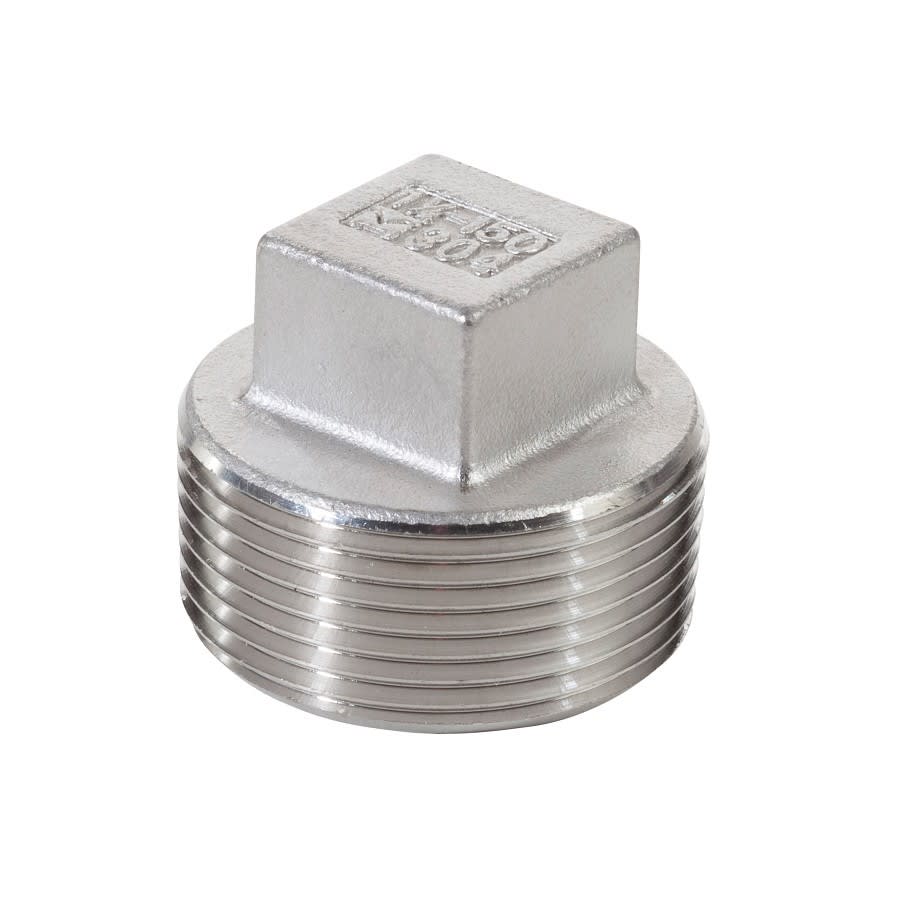 Square Head Plug, 1 in, MNPT, 304/304L Stainless Steel, 150 lb