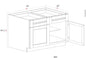 Base Cabinet - 42"W x 34- 1/2"H x 24"D