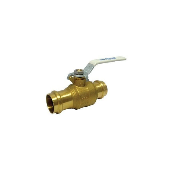 2-Piece Ball Valve, 1-1/4 in, Press, Full Port, Plated Brass Ball, Brass