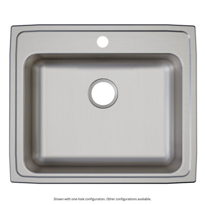 Lustertone™ Classic Single Bowl Kitchen Sink, Top Mount, ADA, 25 x 21-1/4 in, 5-7/8 in Bowl Depth, 3-Hole, 18 ga Lustrous Satin Steel, Stainless