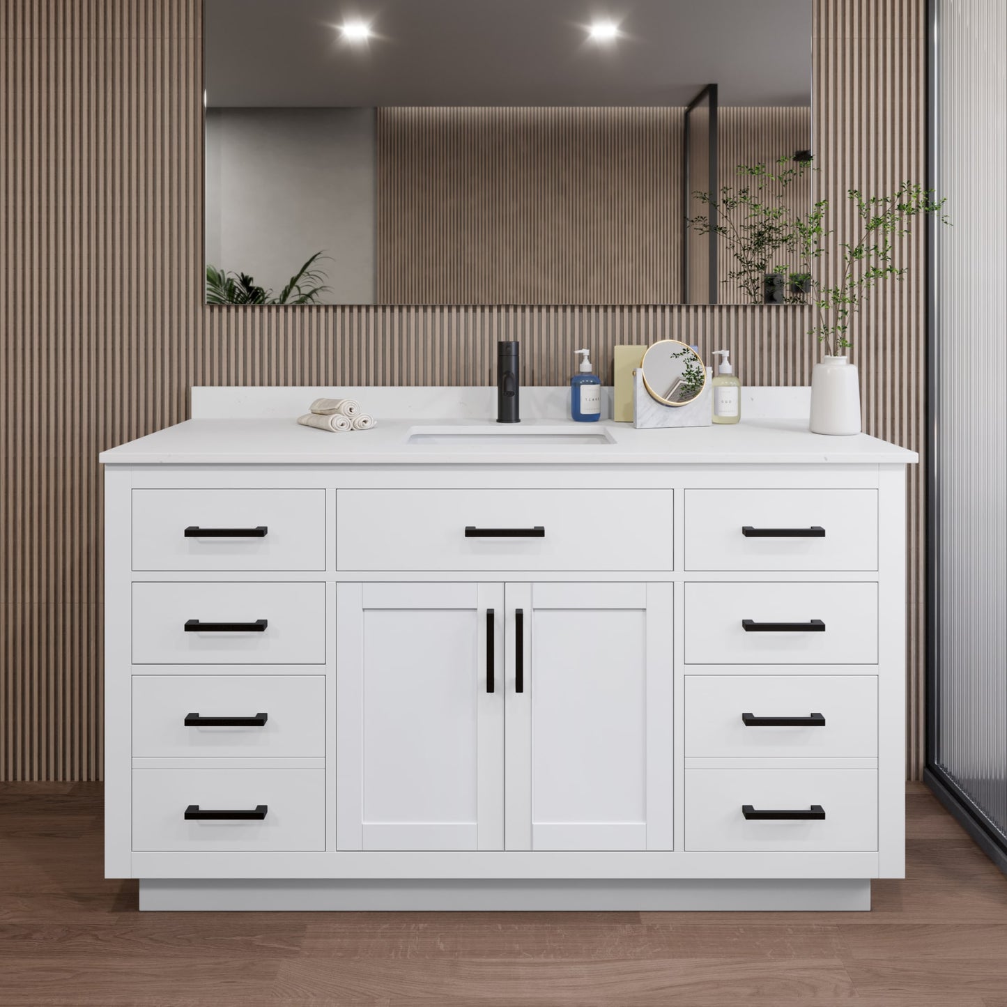 Beckett Single Bathroom Vanity with Toe Kick - 60W x 35H x 22D