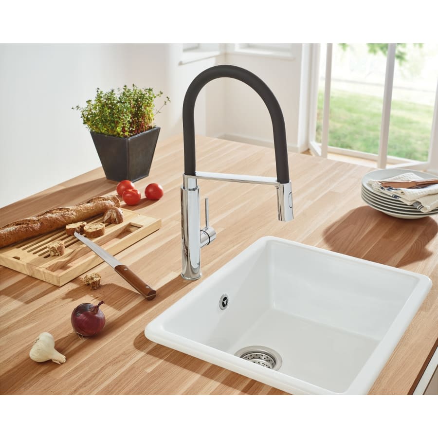 Pre-Rinse Spray Kitchen Faucet with Locking Push Button Control