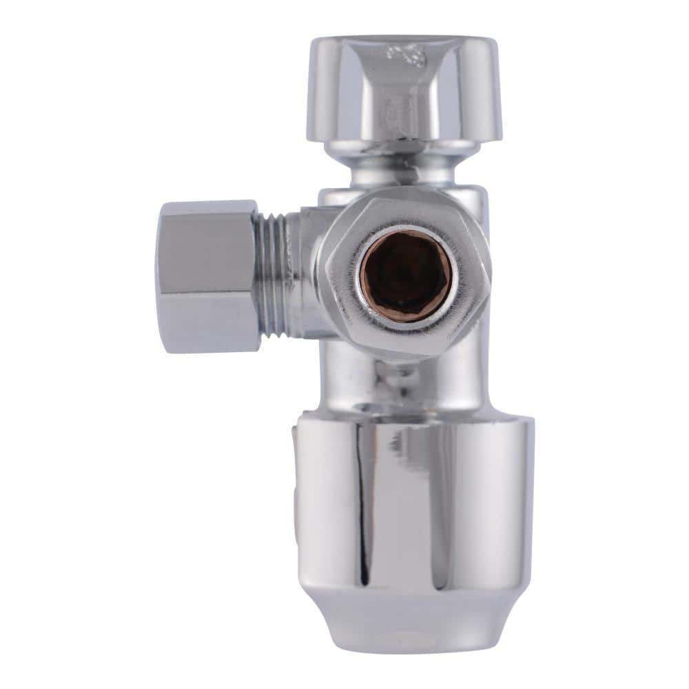 Max 1/2 in. Push-to-Connect x 3/8 in. O.D. Compression x 3/8 in. O.D. Compression Quarter-Turn Angle Dual Stop Valve