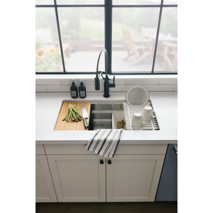 Prolific 33" Workstation Single Basin Undermount Kitchen Sink with Silent Shield Technology and Accessories Included