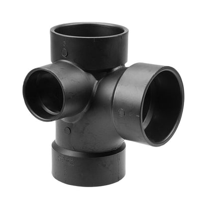 DWV Left Hand Side Outlet Sanitary Tee, 3 x 3 x 3 x 2 in, Hub, ABS