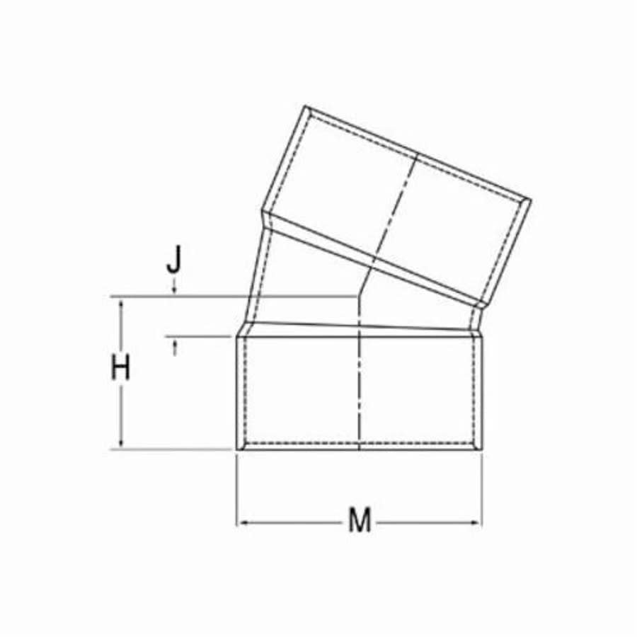 22.5 deg Elbow, 10 in, Hub, DWV, PVC