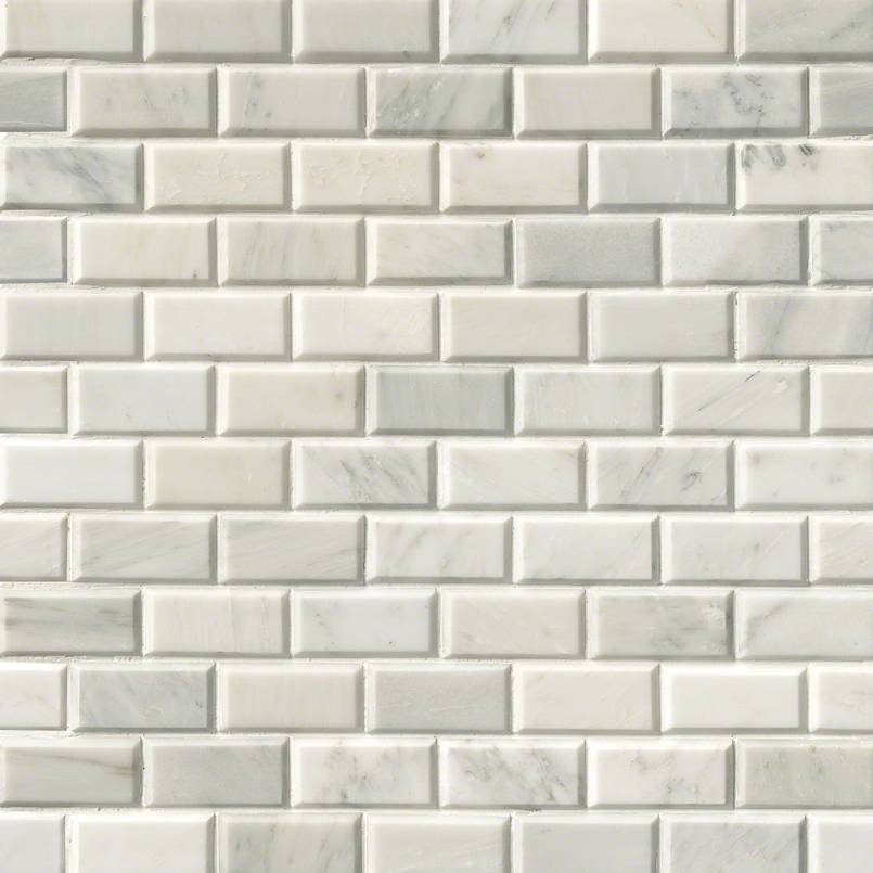 Greecian White Beveled Subway Tile 2x4