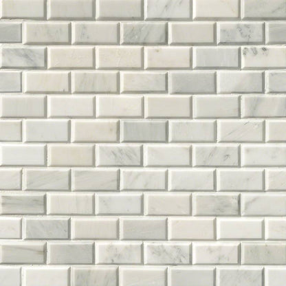 Greecian White Beveled Subway Tile 2x4