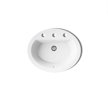 Bryant 20-1/8" Oval Vitreous China Drop In Bathroom Sink with Overflow and 3 Faucets Holes at 8" Centers