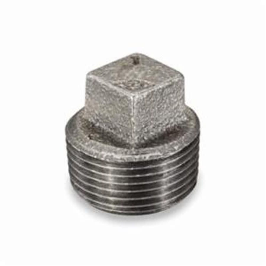 Square Head Plug, 1/2 in, MNPT, 150 lb, Malleable Iron, Black