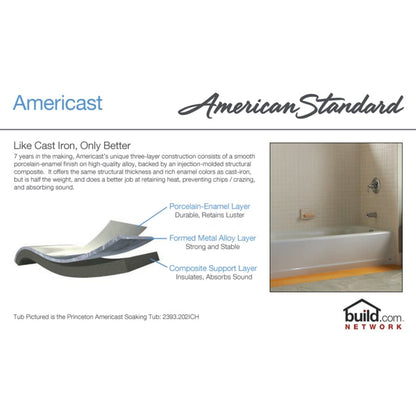 Princeton 60" Americast Bathtub with Left Hand Drain - Lifetime Warranty