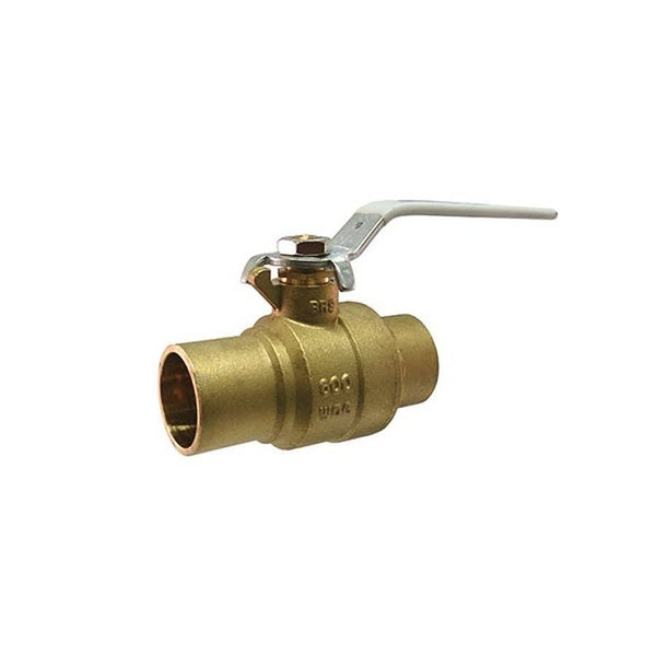 2-Piece Ball Valve, 1/2 in, C, Full Port, Plated Brass Ball, Brass