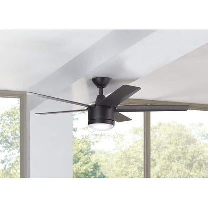 Merwry 52 in. Integrated LED Indoor Matte Black Ceiling Fan with Light Kit and Remote Control