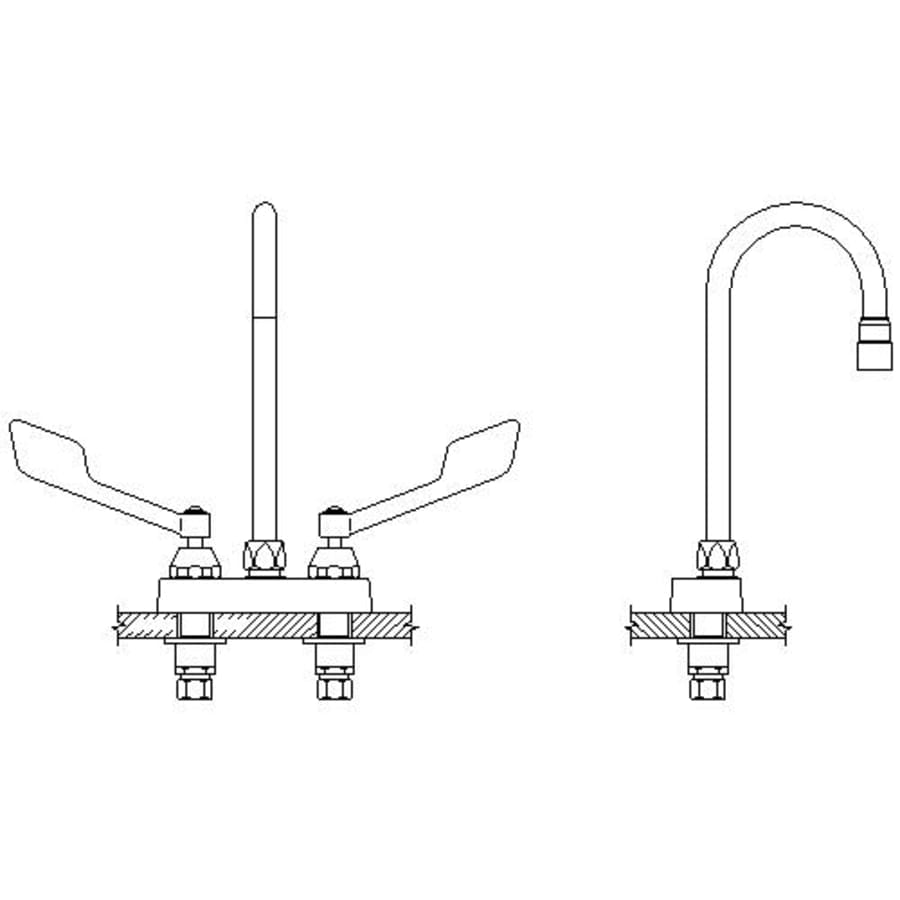 Double Handle 0.5GPM Ceramic Disc Bathroom Faucet with Wrist Blade Handles and 10-13/32" Gooseneck Spout from the Commercial Series