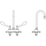 Double Handle 0.5GPM Ceramic Disc Bathroom Faucet with Wrist Blade Handles and 10-13/32" Gooseneck Spout from the Commercial Series