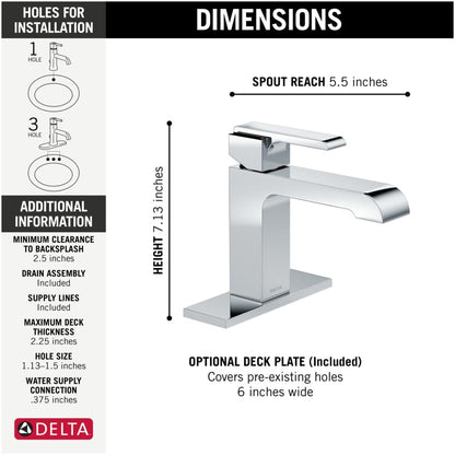 Ara 1.2 GPM Single Hole Bathroom Faucet with Metal Pop-Up Drain Assembly - Limited Lifetime Warranty