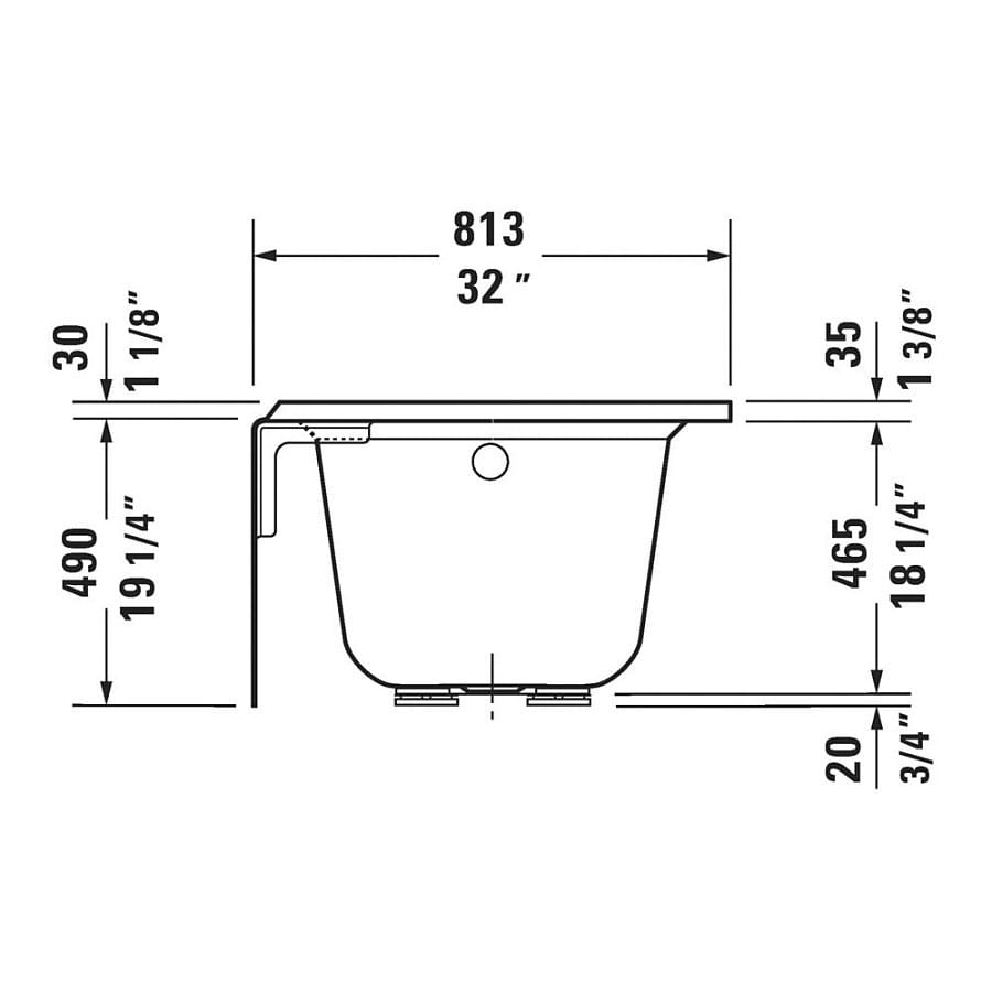 Architec Alcove Tub, 60 x 32 x 19-1/4 in, Right Hand Drain, White