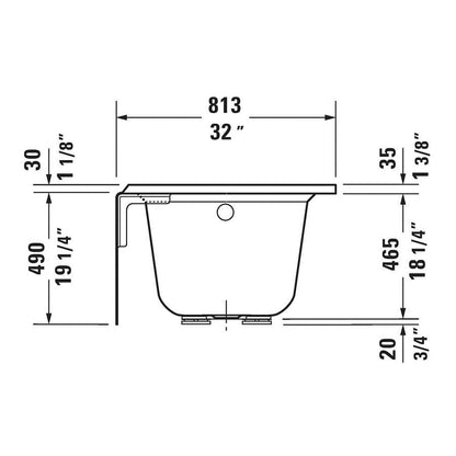 Architec Alcove Tub, 60 x 32 x 19-1/4 in, Right Hand Drain, White