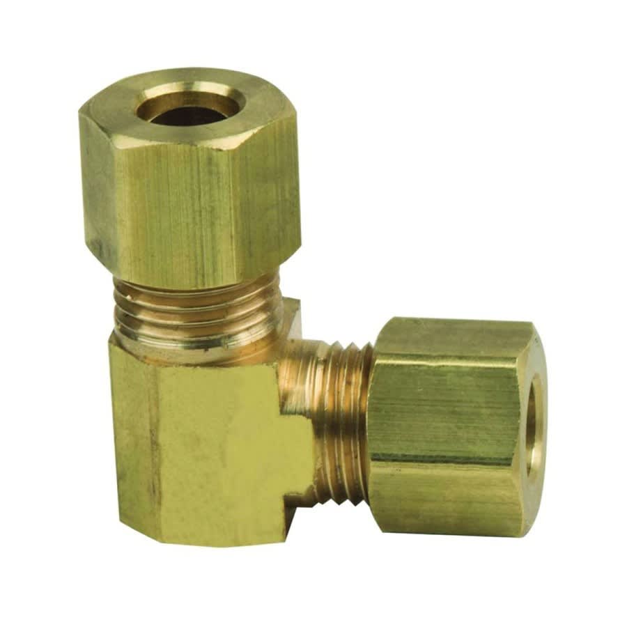 90 deg Elbow, 1/4 in, Comp, Brass, Rough Brass, Domestic