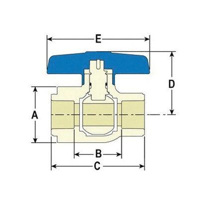 1-Piece Ball Valve, 1/2 in, Socket, Standard Port, CPVC Ball, CPVC