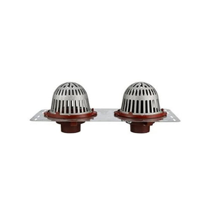 R150 Roof & Overflow Assembly, 9 in Dia, 3 in Outlet, No Hub, Metal Dome