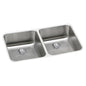 Lustertone™ Classic Double Bowl Kitchen Sink, Under Mount, ADA, 30-3/4 x 18-1/2 in, 4-3/8 in Bowl Depth, 18 ga Lustrous Satin Steel, Stainless