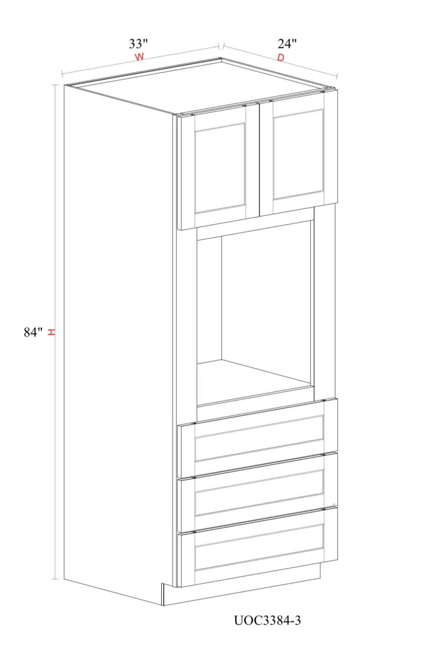 Oven Pantry Cabinet- 33"W x 84"H x 24"D - 2D, 3DRW
