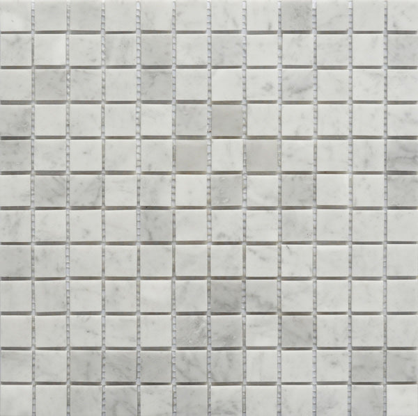 CARRARA MARBLE 1X1 SQUARE 12X12 MOSAIC