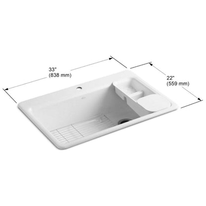 Riverby 33" Single Basin Top-Mount Enameled Cast-Iron Kitchen Sink